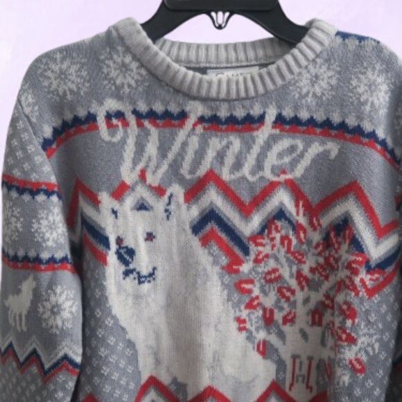 Game of Thrones HBO winter is here ugly christmas sweater in gray/white/red/blue - Picture 9 of 10